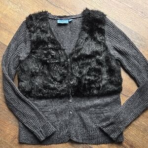 Simply Vera Women's Faux Fur Cardigan Sweater Size Large